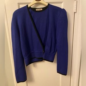 Vintage St. John by Marie Gray blue and black knit cardigan